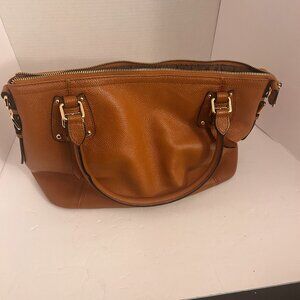 N. Kallee Pebbled Leather Satchel Tote | Cognac Brown | Detachable Crossbody